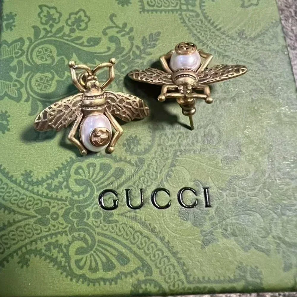 Gucci Bee GG Earrings - New Full Set - Picture 1 of 8